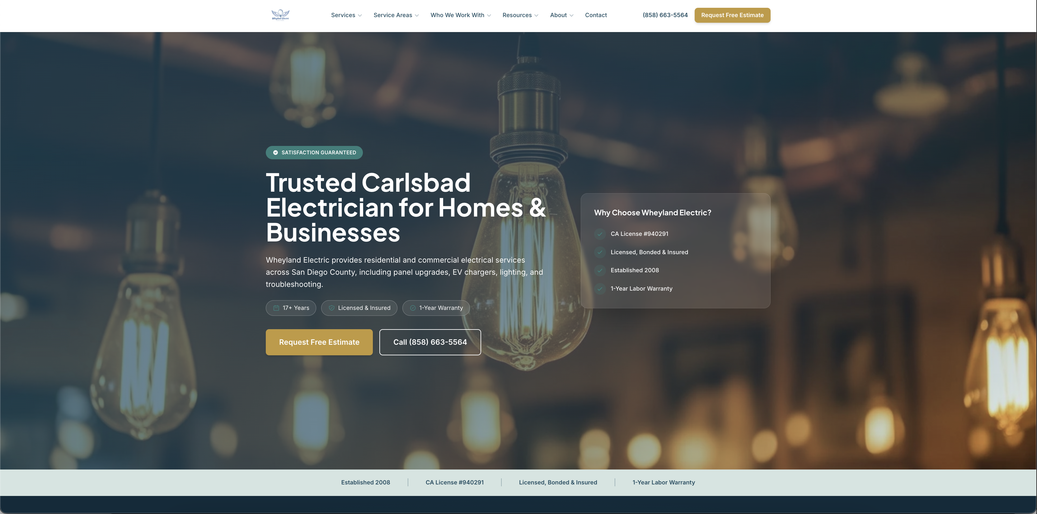 Wheyland Electric website screenshot